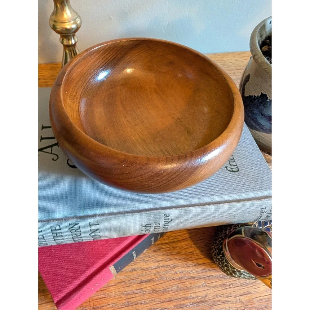 Vintage MCM Myrtlewood Wood Bowl Oregon Poem in Wood Duncan Crofters 5.5